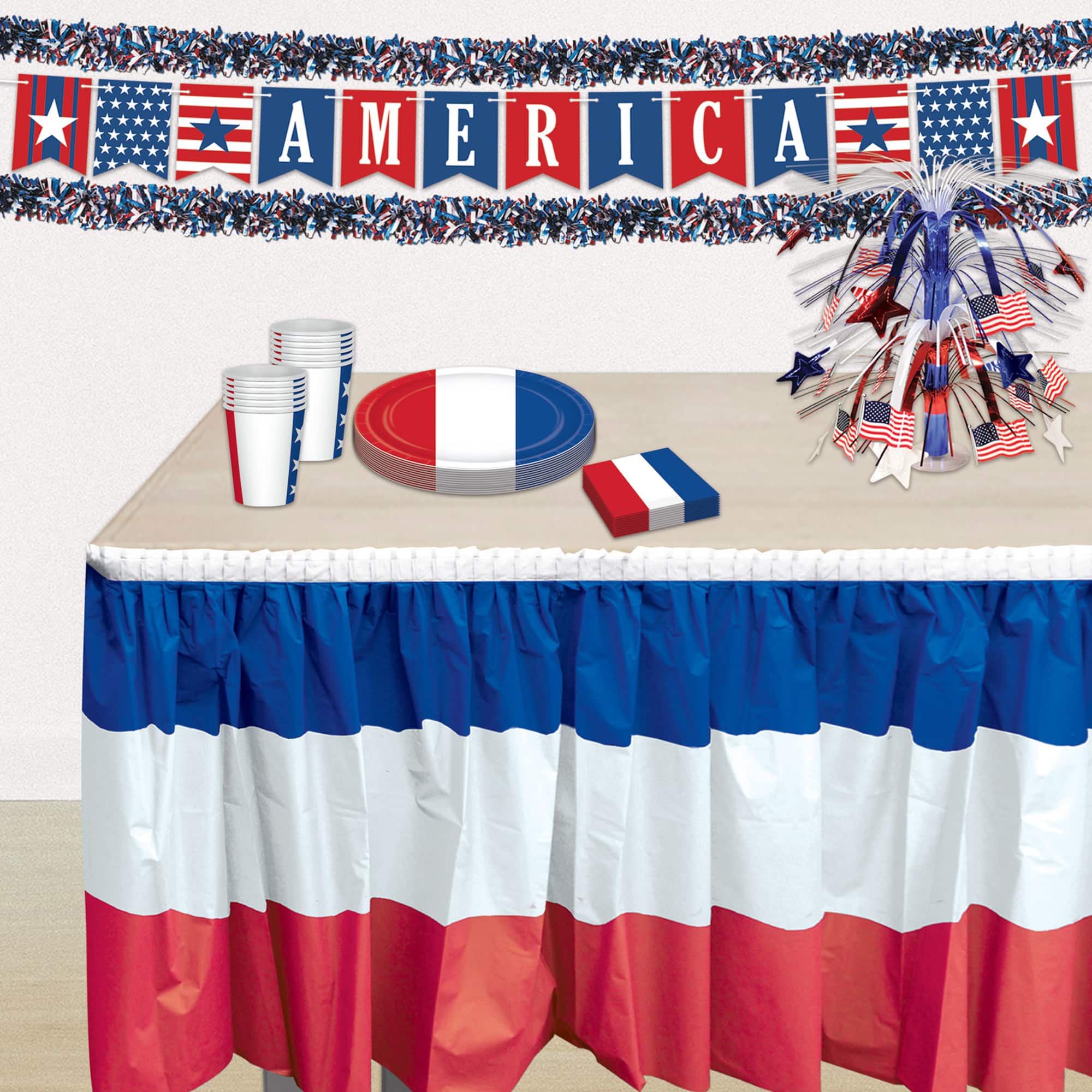 Beistle 15ft. Red, White & Blue 6-Ply Metallic Festooning Garland